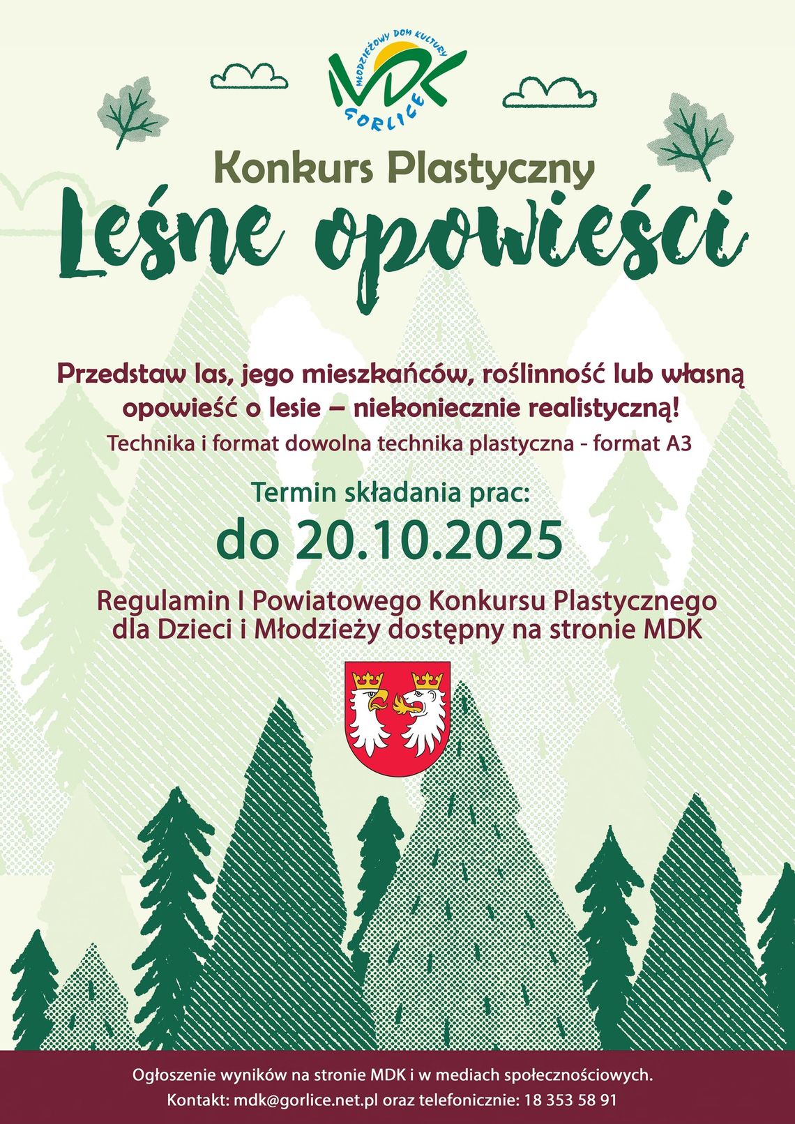 Zdjęcie przedstawia plakat promujący wydarzenie Konkurs plastyczny pt. Leśne opowieści
