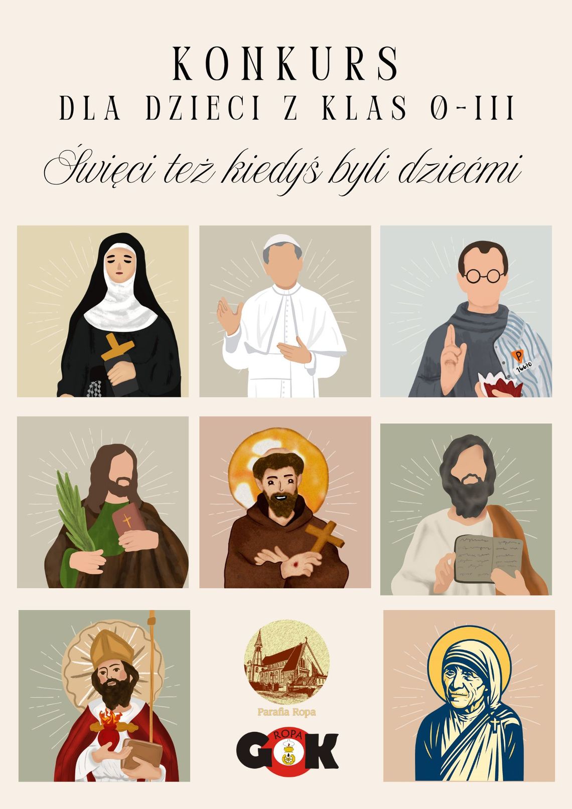 Konkurs pt. Święci też kiedyś byli dziećmi | halogorlice.info Plakat zapowiadający wydarzenie konkurs "Święci też kiedyś byli dziećmi"