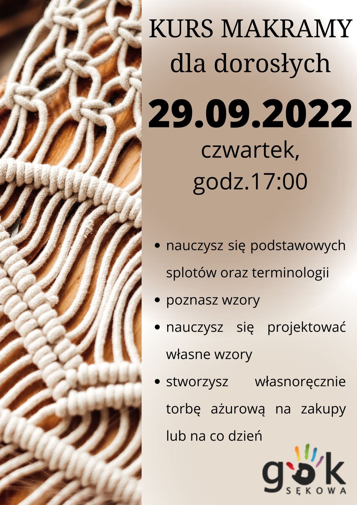 Kurs makramy dla dorosłych – GOK Sękowa | halogorlice.info Kurs makramy dla dorosłych – GOK Sękowa | halogorlice.info