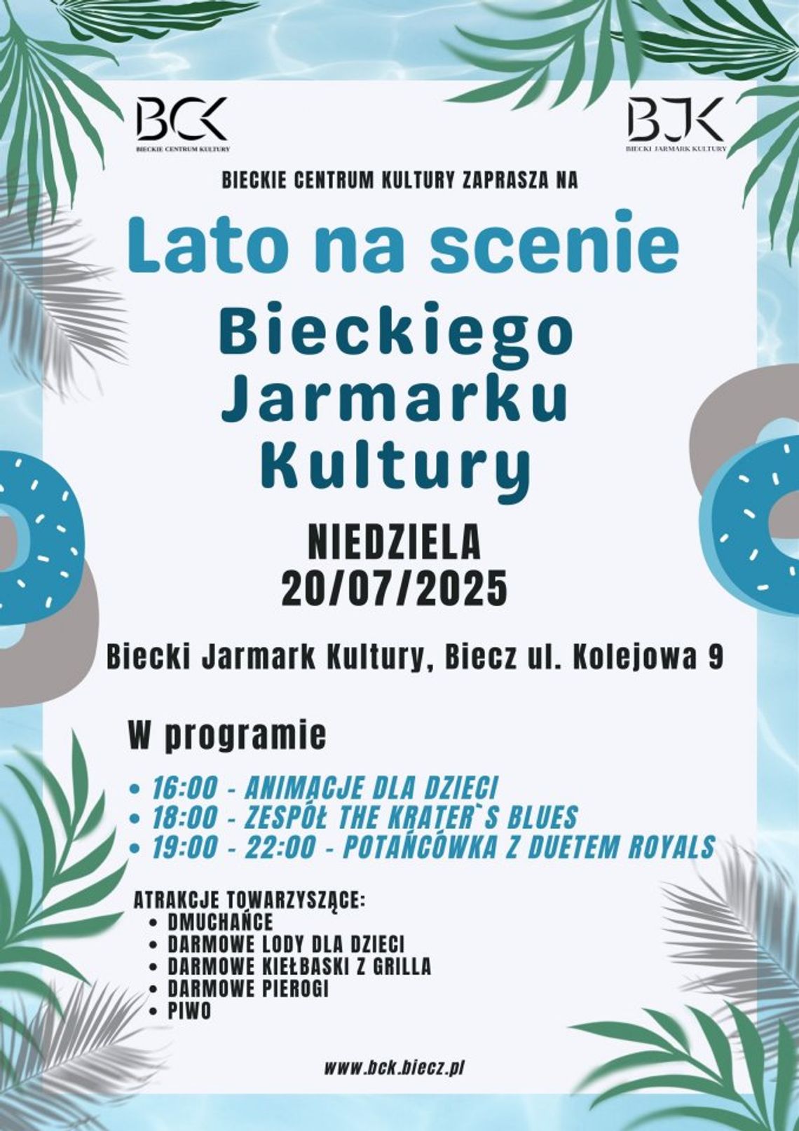 Plakat promujący Lato na scenie Bieckiego Jarmarku Kultury