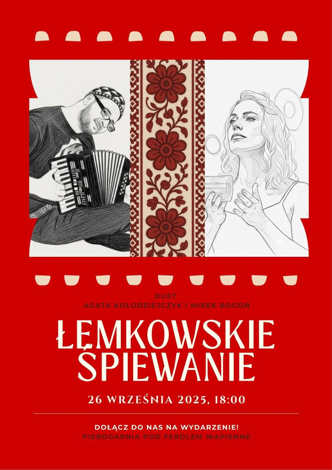 Zdjęcie przedstawia plakat promujący wydarzenie Łemkowskie śpiewanie w Wapiennem