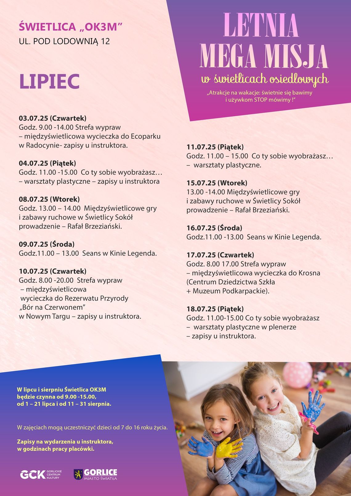 Letnia Mega Misja w Świetlicy OK3M | halogorlice.info Plakat zapowiadający Letnią Mega Misję w Świetlicy OK3M