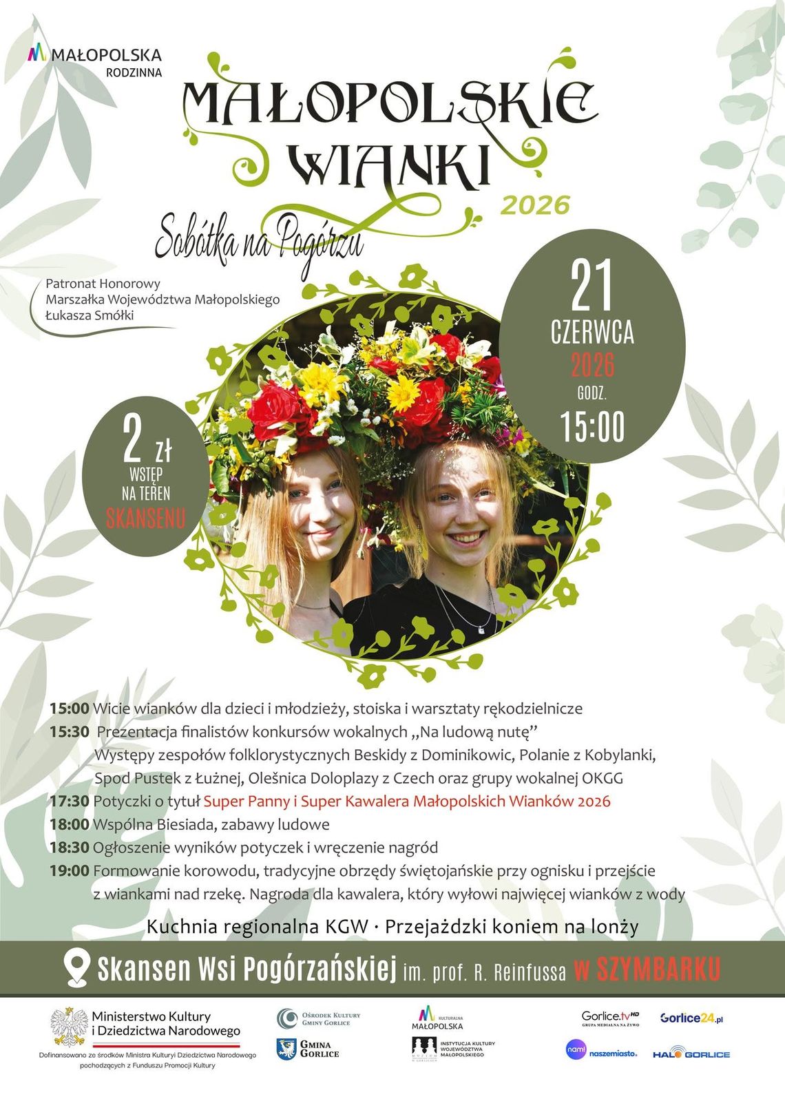 Małopolskie Wianki 2026 w Szymbarku | zapowiedzi wydarzeń - halogorlice.info Zdjęcie przedstawia plakat zapowiadający wydarzenie - Małopolskie Wianki 2026 w Szymbarku