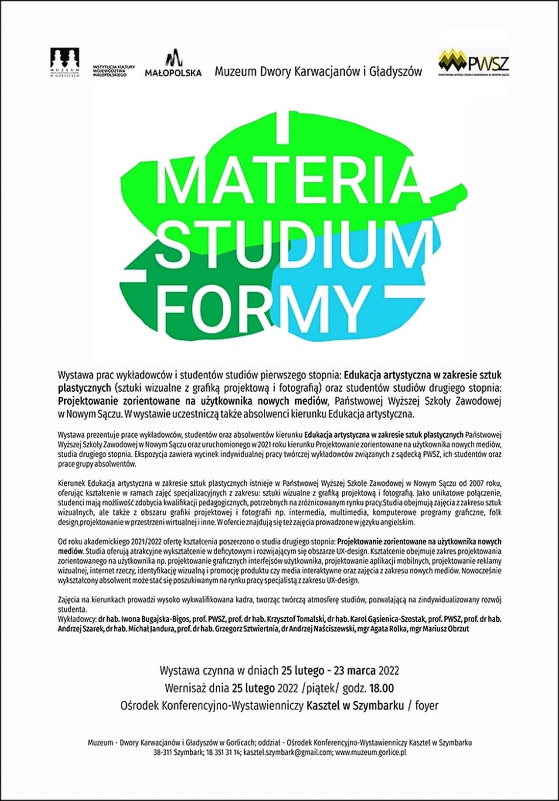 „MATERIA STUDIUM FORMY” wernisaż i wystawa | zapowiedzi imprez – halogorlice.info 