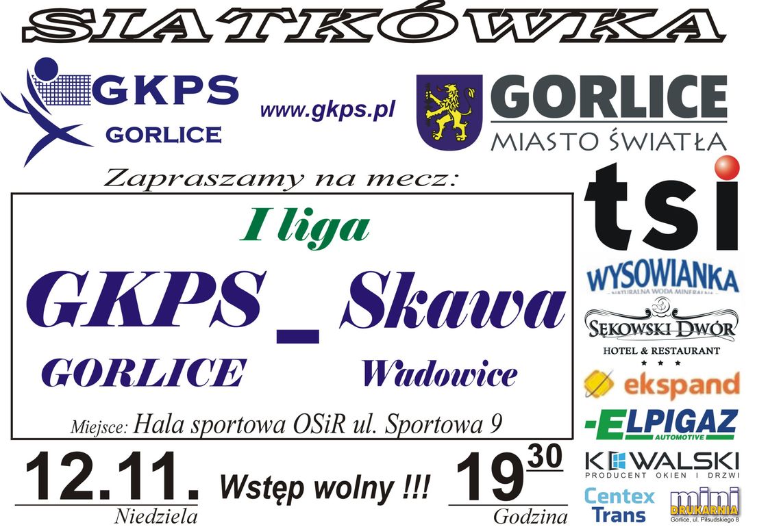 Mecz 1. ligi siatkówki: GKPS Gorlice – Skawa Wadowice | halogorlice.info