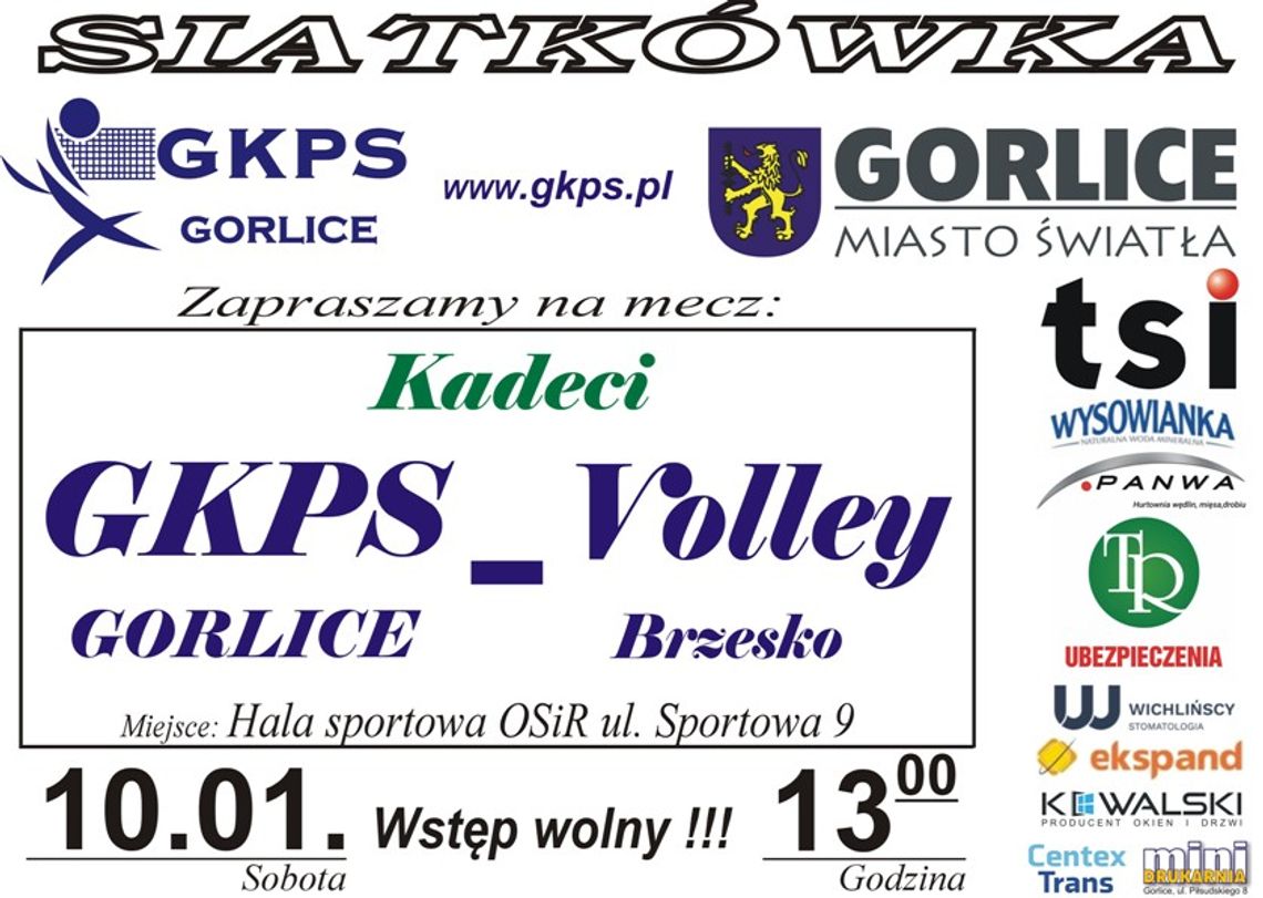 Plakat zapowiadający wydarzenie - GKPS Gorlice – UKS Volley Brzesko