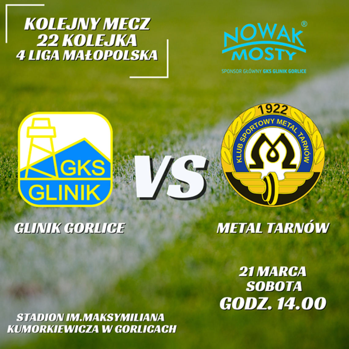 Plakat zapowiadający wydarzenie - Mecz GKS Glinik Gorlice