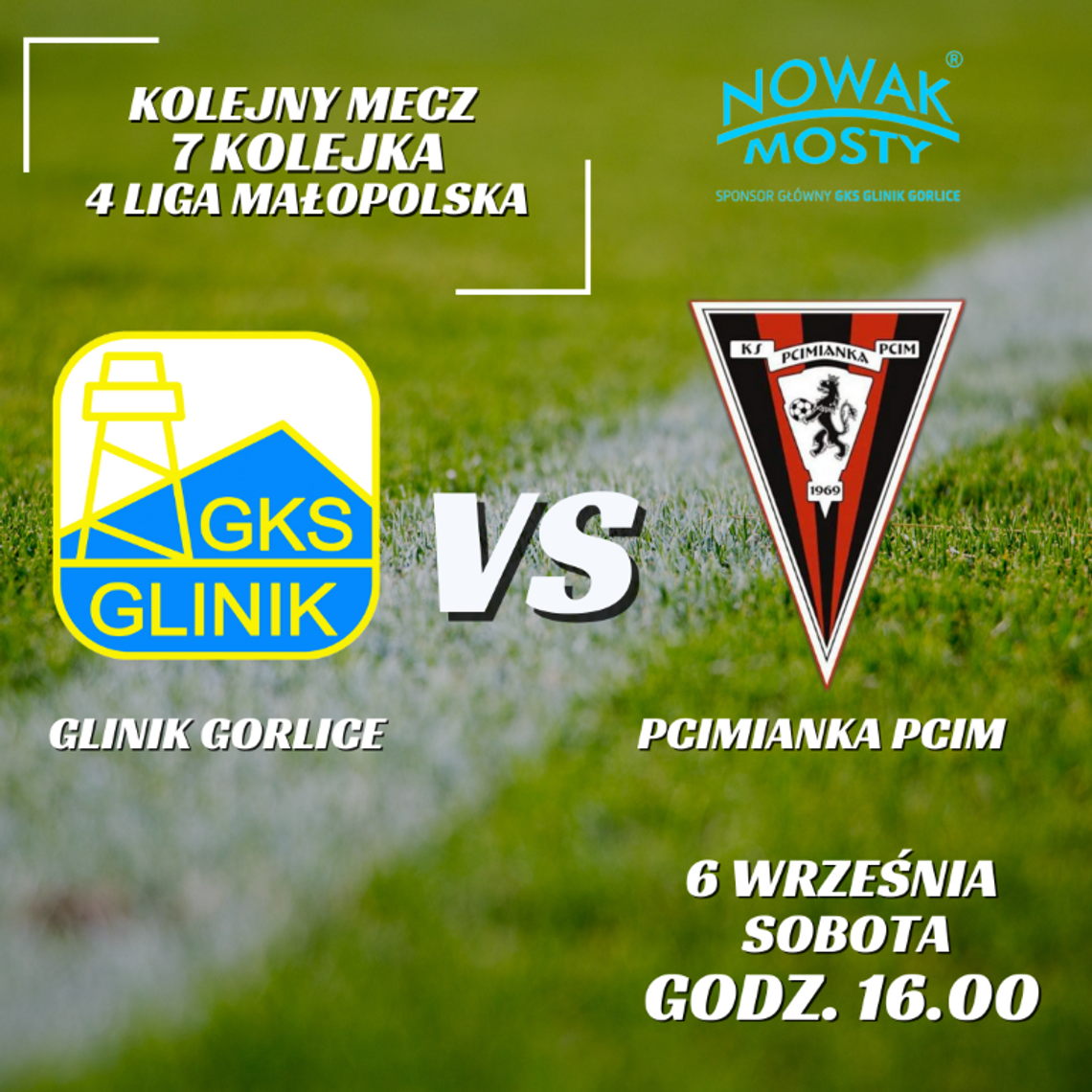 Mecz Glinik Gorlice – Pcimianka Pcim | zapowiedzi imprez – halogorlice.info Zdjęcie przedstawia plakat promujący wydarzenie Mecz Glinik Gorlice – Pcimianka Pcim