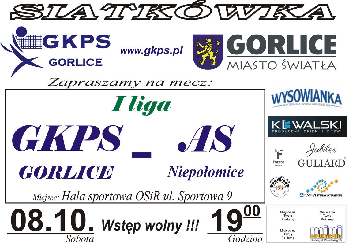 Mecz I ligi małopolskiej w siatkówce mężczyzn: GKPS Gorlice - As Niepołomice | zapowiedzi imprez - halogorlice.info
