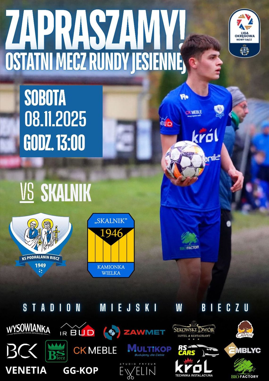 Mecz Podhalanin Biecz - Skalnik Bogdański | zapowiedzi wydarzeń - halogorlice.info Plakat zapowiadający wydarzenie mecz Podhalanin Biecz - Skalnik Bogdański