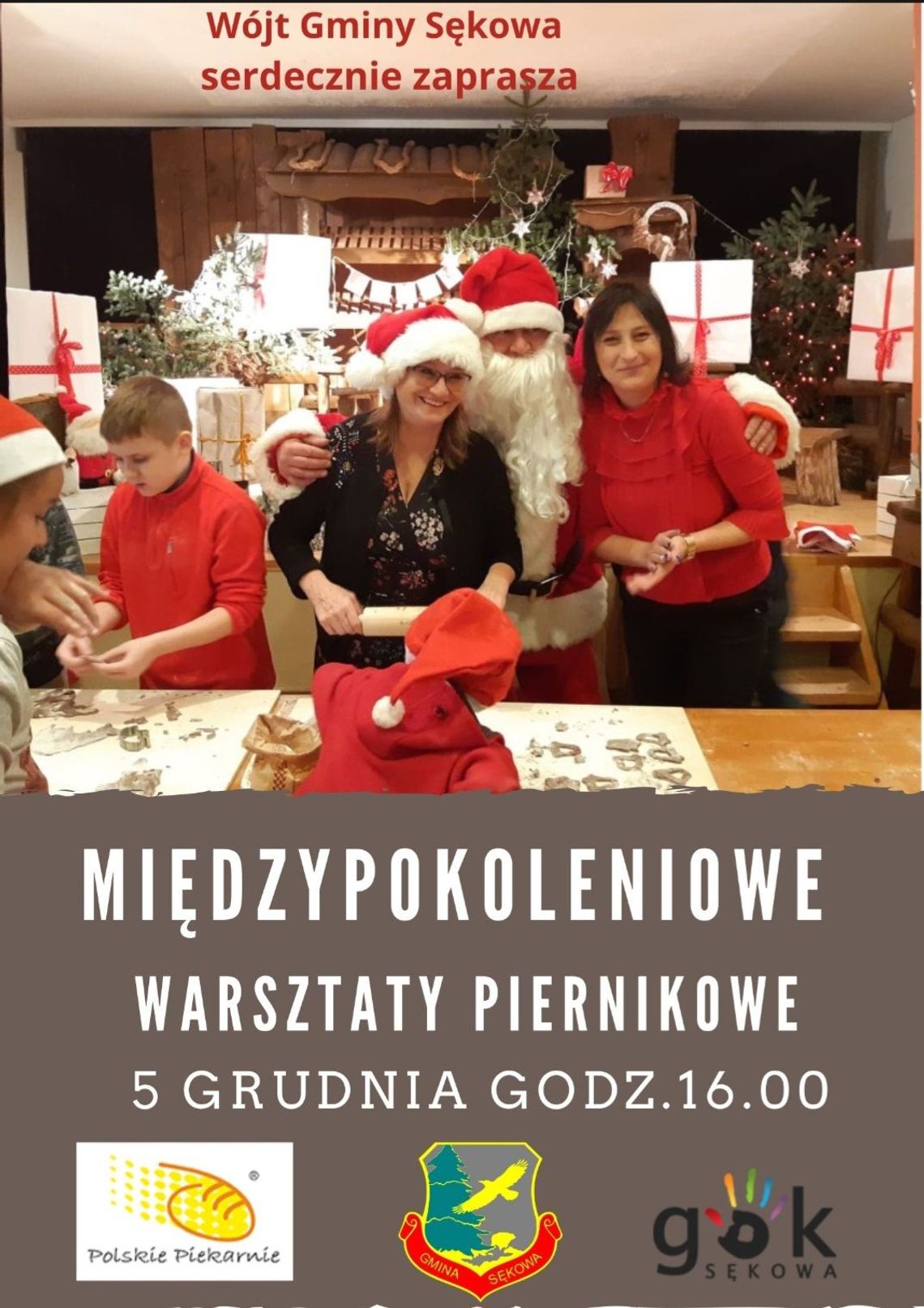 Plakat zapowiadający wydarzenie - Międzypokoleniowe warsztaty piernikowe