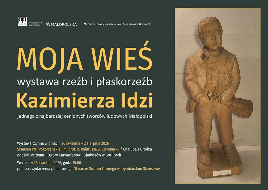 plakat zapowiadający wydarzenie - "Moja wieś" wystawa rzeźby