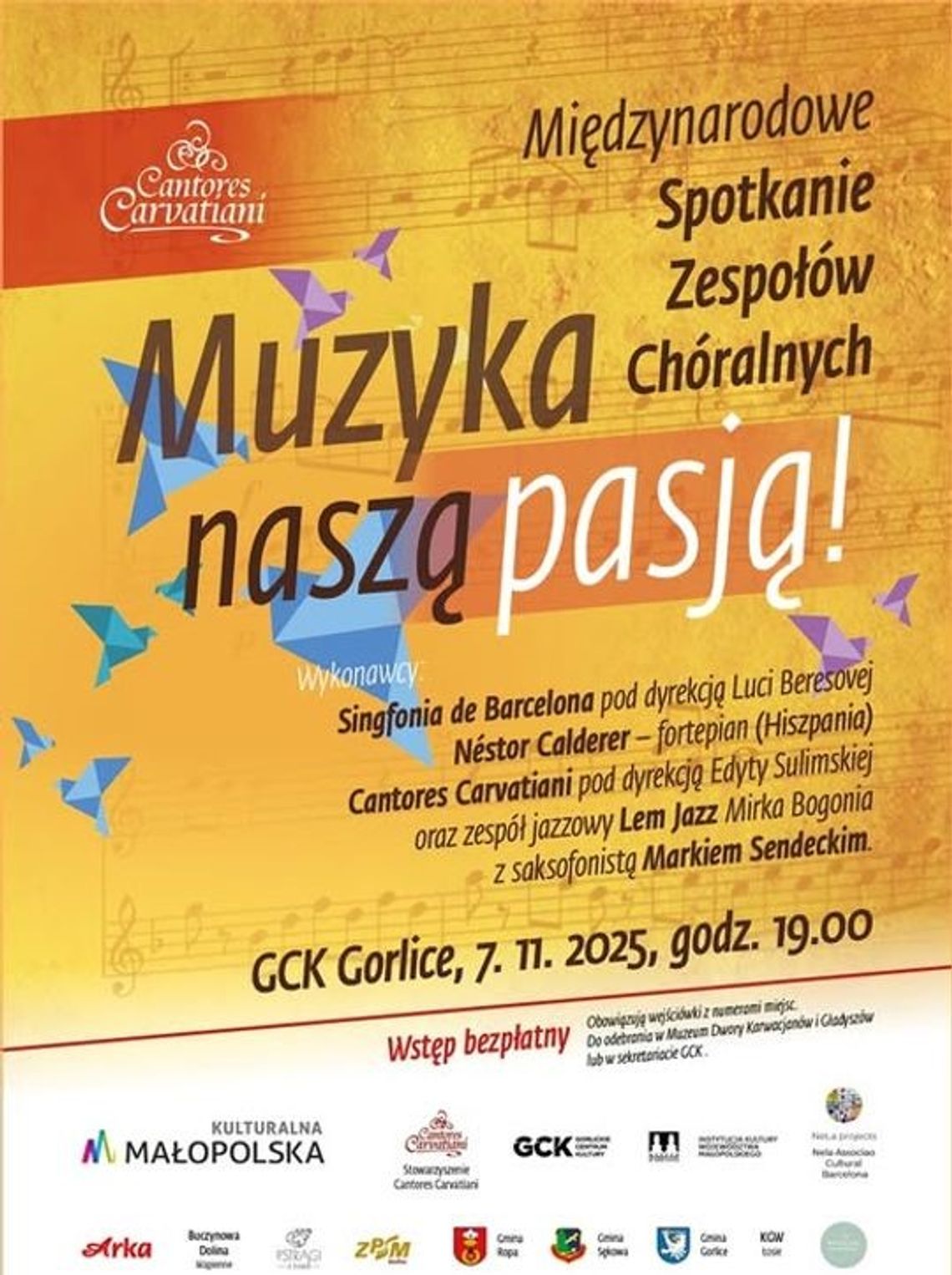 Plakat zapowiadający wydarzenie - Muzyka Naszą Pasją!” – Międzynarodowe Spotkanie Zespołów Chóralnych