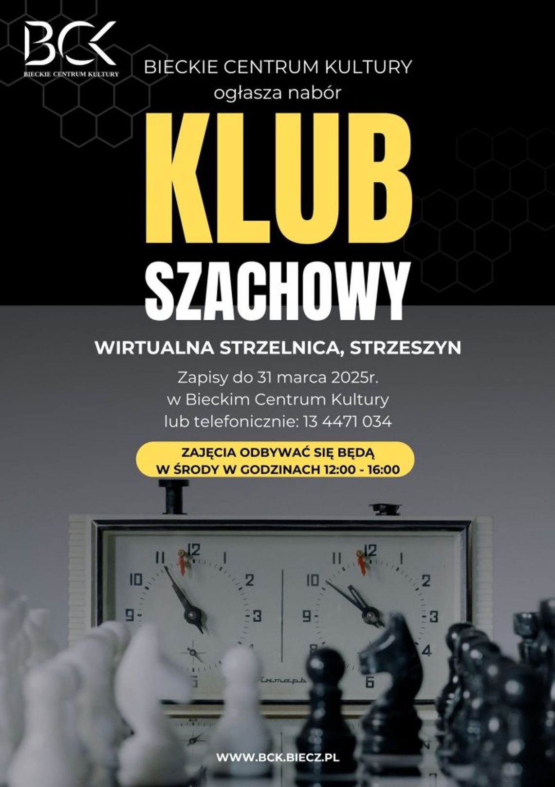 Plakat nabór do klubu szachowego w Strzeszynie