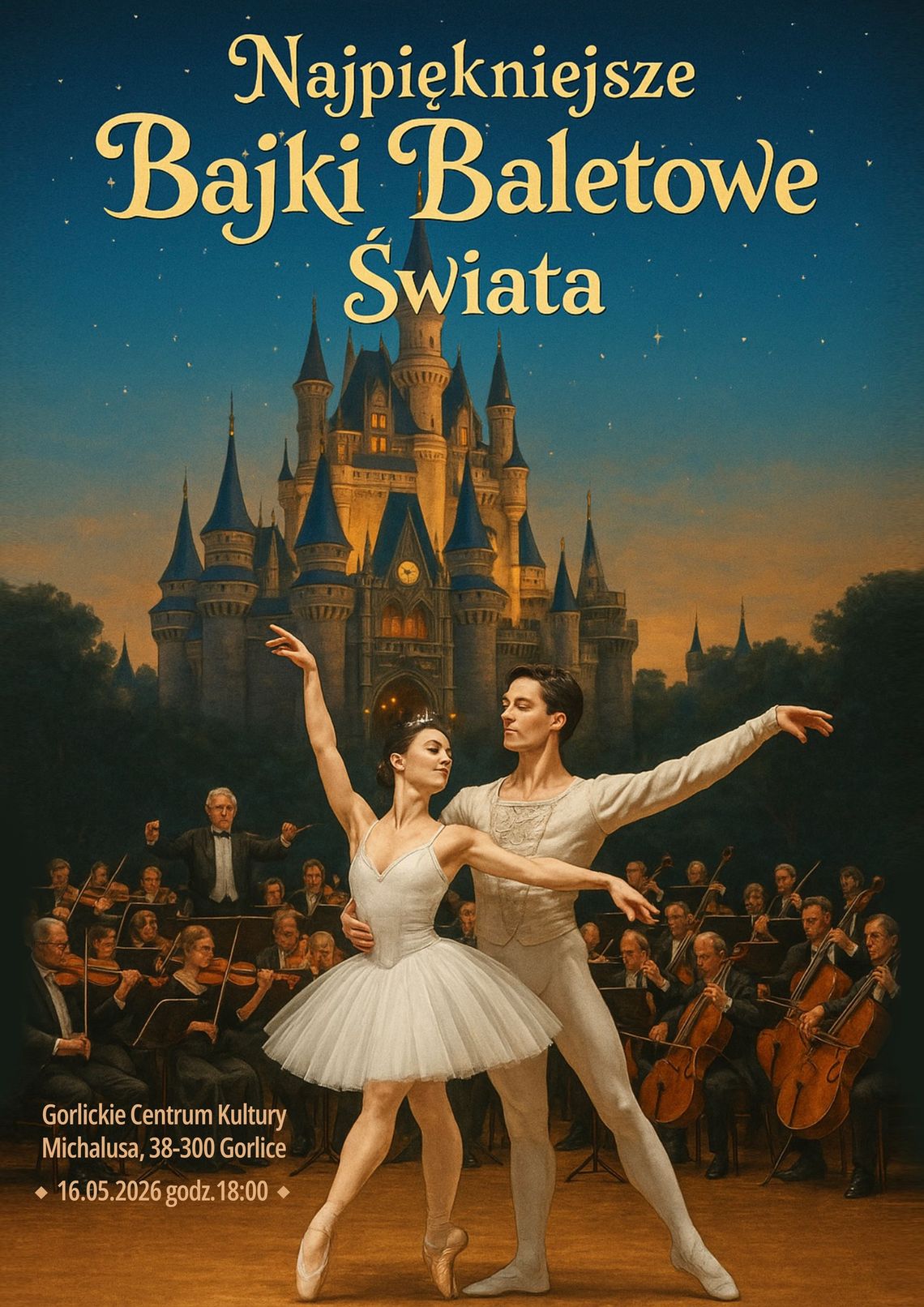 Plakat zapowiadający wydarzenie - „Najpiękniejsze Bajki Baletowe Świata”