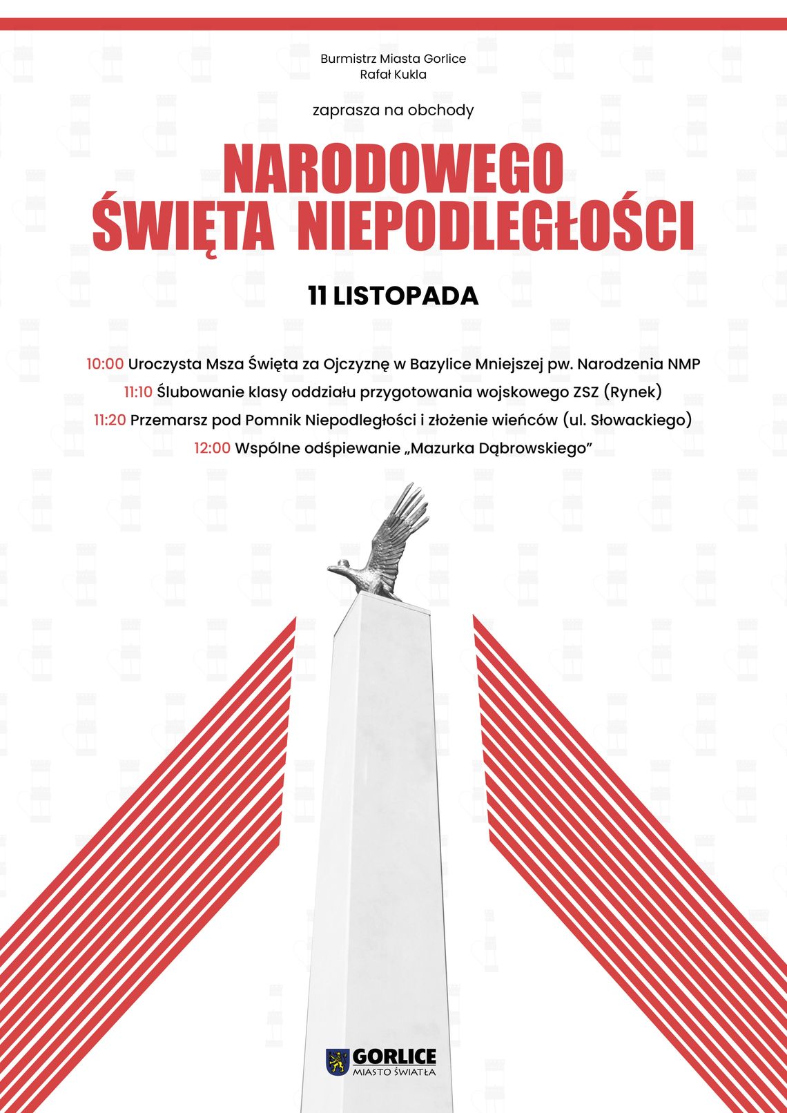 Plakat zapowiadający wydarzenie - Narodowe Święto Niepodległości w Gorlicach