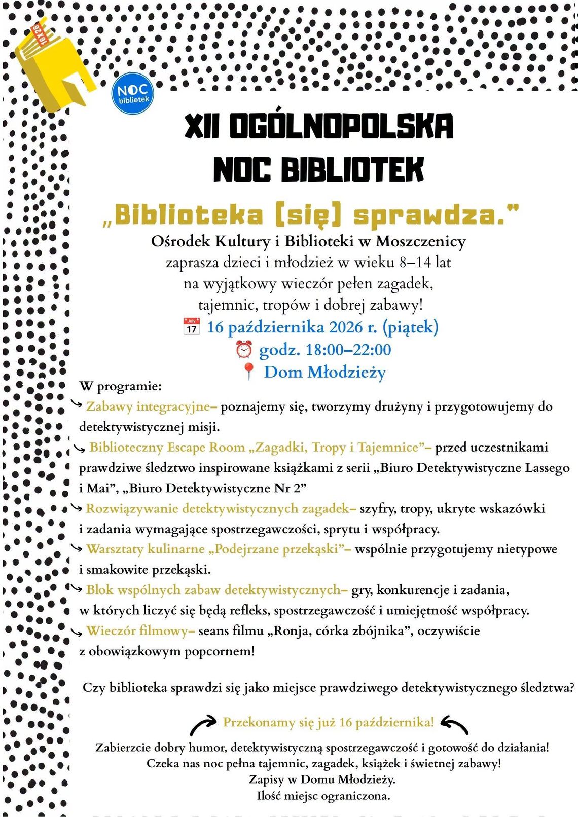 Noc Bibliotek w Moszczenicy. Detektywistyczna przygoda | zapowiedzi wydarzeń - halogorlice.info Noc Bibliotek w Moszczenicy. Detektywistyczna przygoda | zapowiedzi wydarzeń - halogorlice.info