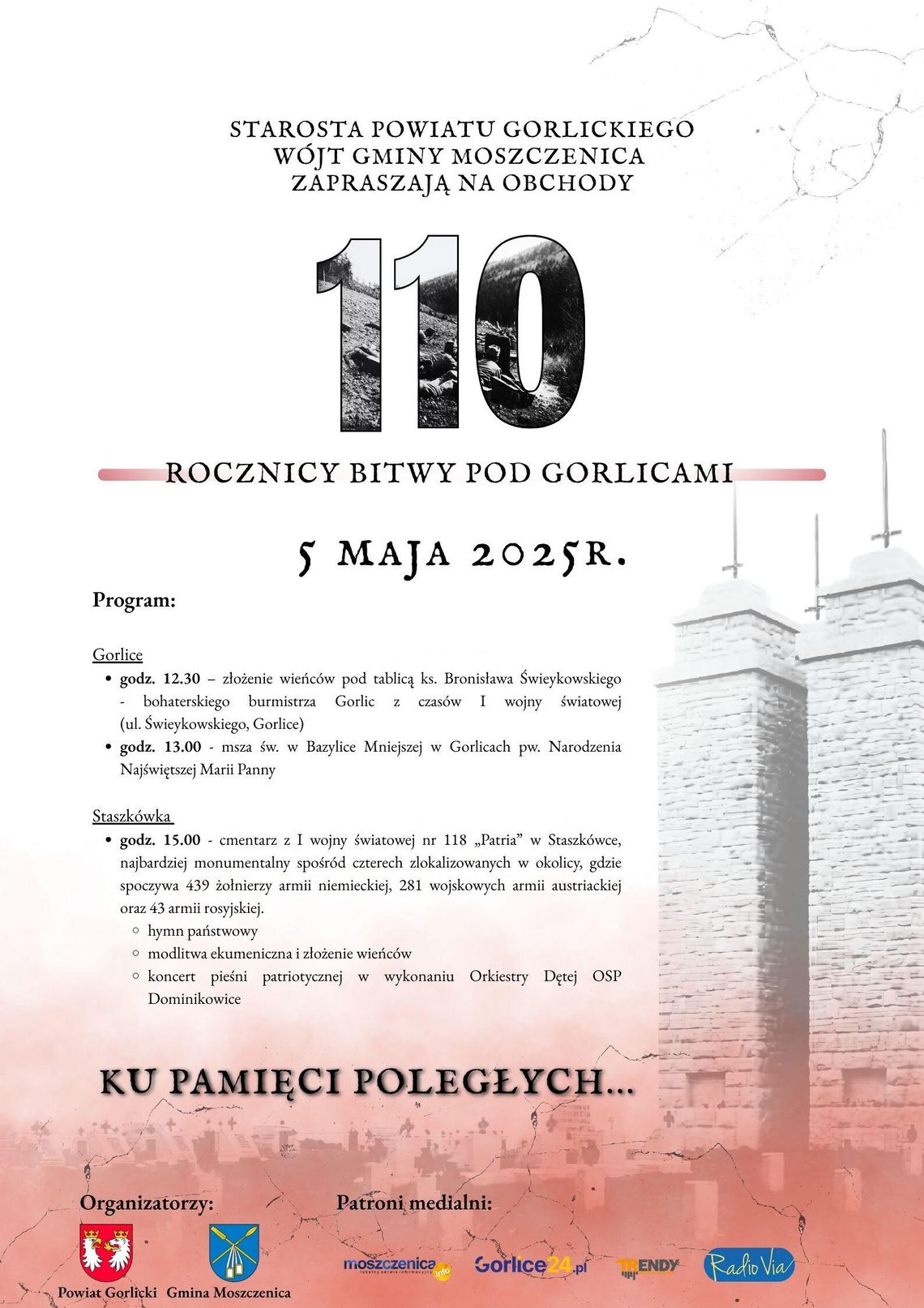 Plakat promujący Obchody 110. rocznicy Bitwy pod Gorlicami