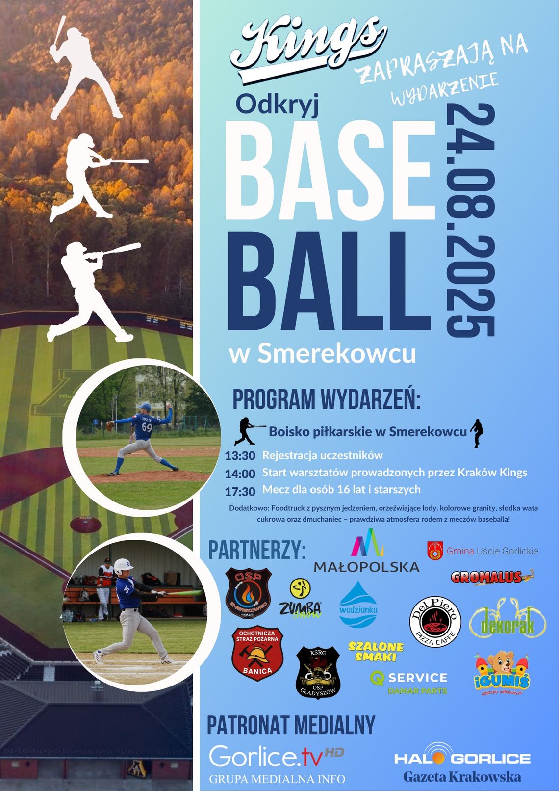 Zdjęcie przedstawia plakat promujący Odkryj Baseball w Smerekowcu