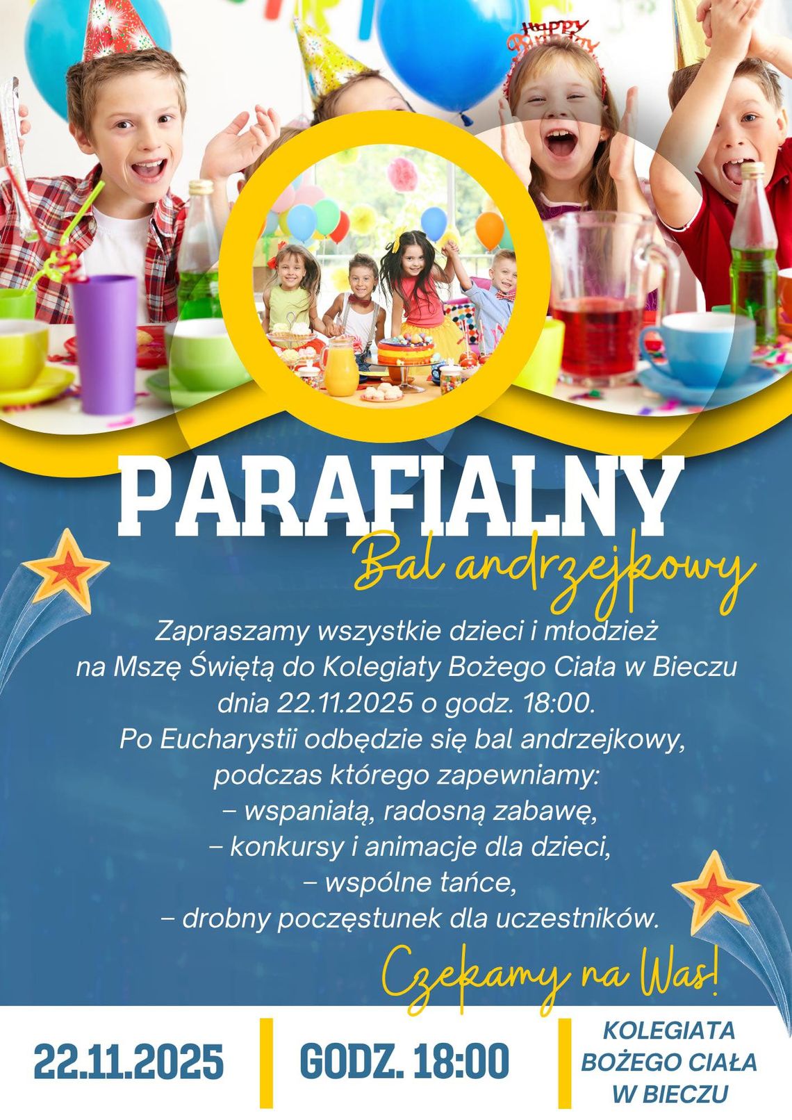 Plakat zapowiadający wydarzenie - Parafialny bal andrzejkowy