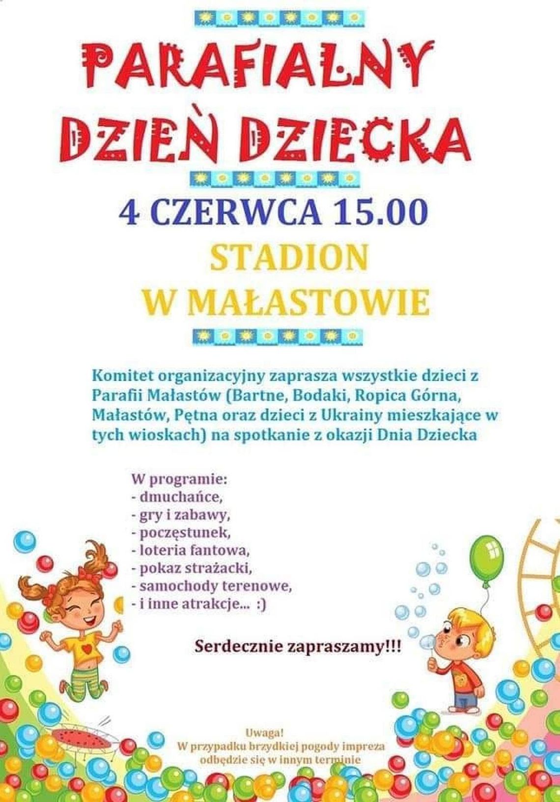 Parafialny Dzień Dziecka – Małastów | zapowiedzi imprez – halogorlice.info