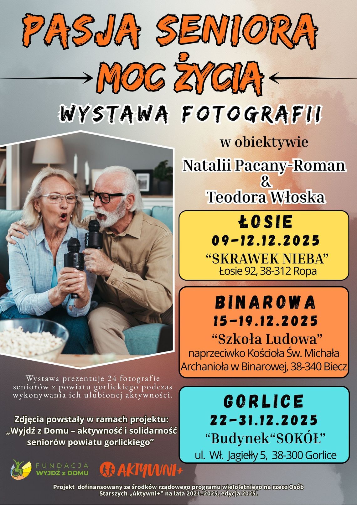 Plakat zapowiadający wydarzenie pasja seniora moc życia - Wystawa fotografii
