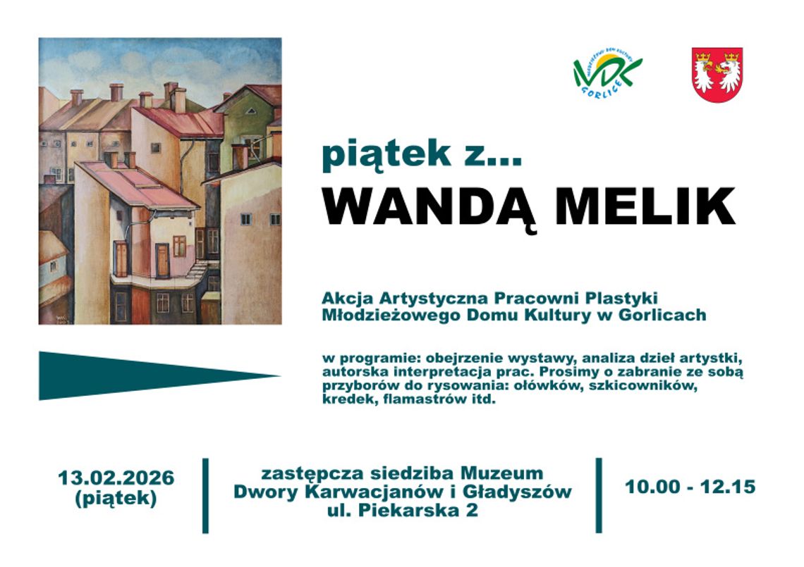 Plakat zapowiadający wydarzenie - „Piątek z… Wandą Melik”