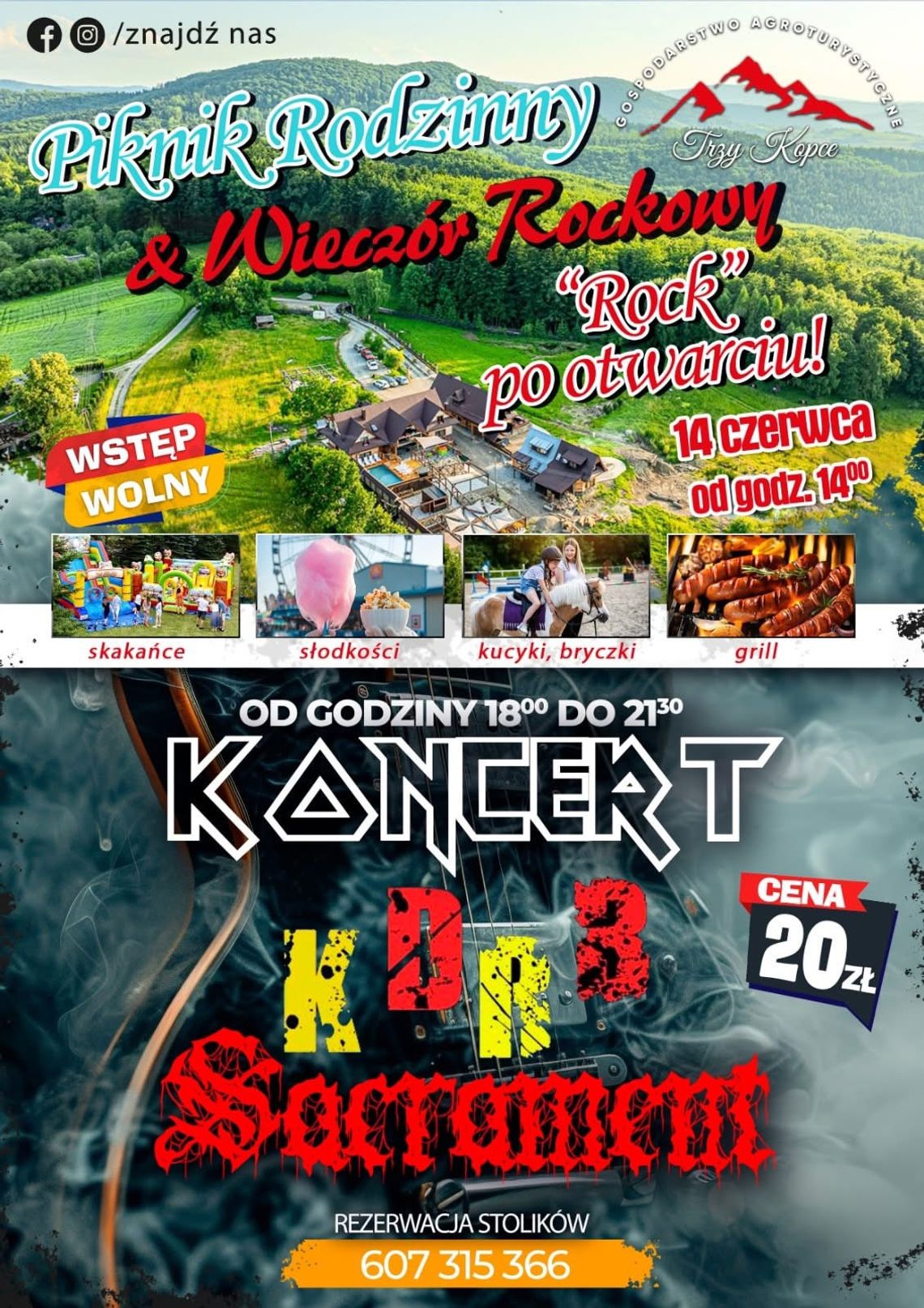 Piknik Rodzinny i Wieczór Rockowy w Ropicy Polskiej | halogorlice.info Plakat zapowiadający wydarzenie Piknik Rodzinny i Wieczór Rockowy w Ropicy Polskiej