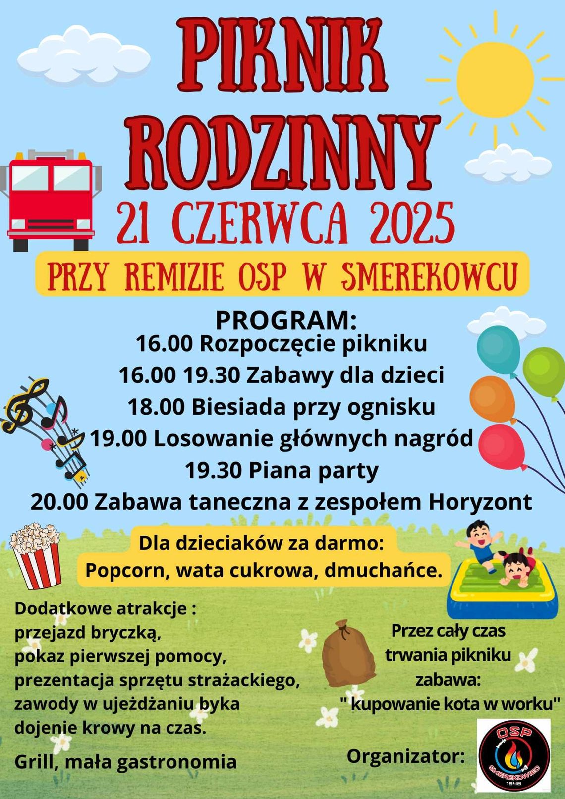 Piknik Rodzinny w Smerekowcu | halogorlice.info Plakat zapowiadający wydarzenie Piknik Rodzinny w Smerekowcu