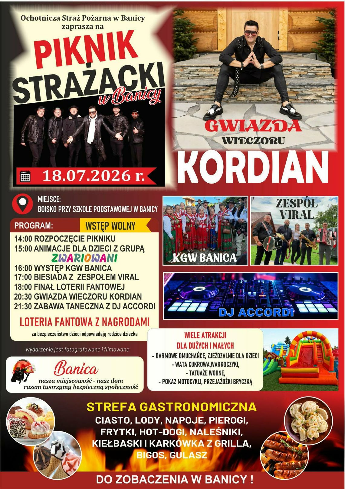 zdjęcie przedstawia plakat promujący wydarzenie - Piknik strażacki w Banicy