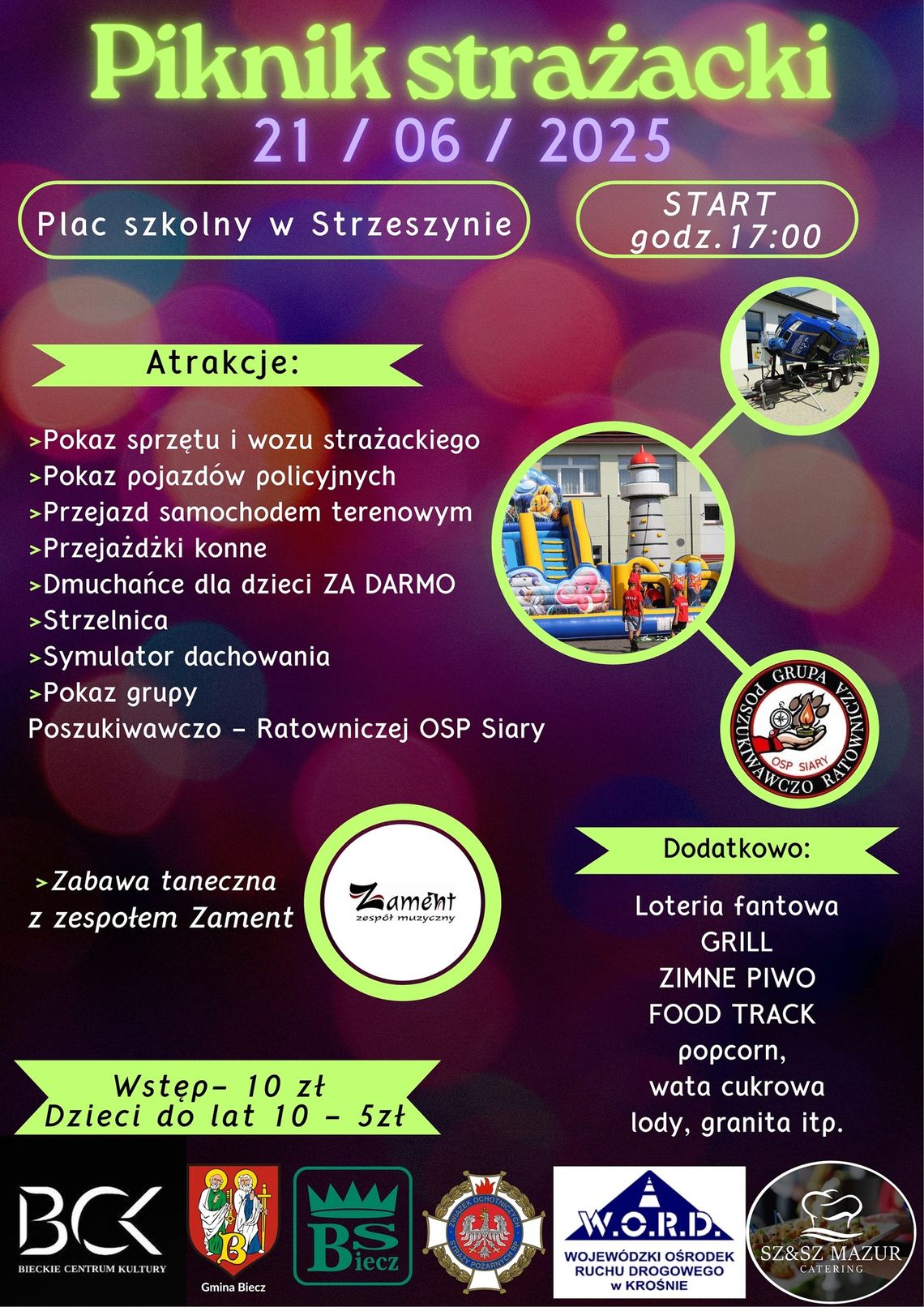 Piknik Strażacki w Strzeszynie | halogorlice.info Plakat zapowiadający wydarzenie Piknik Strażacki w Strzeszynie