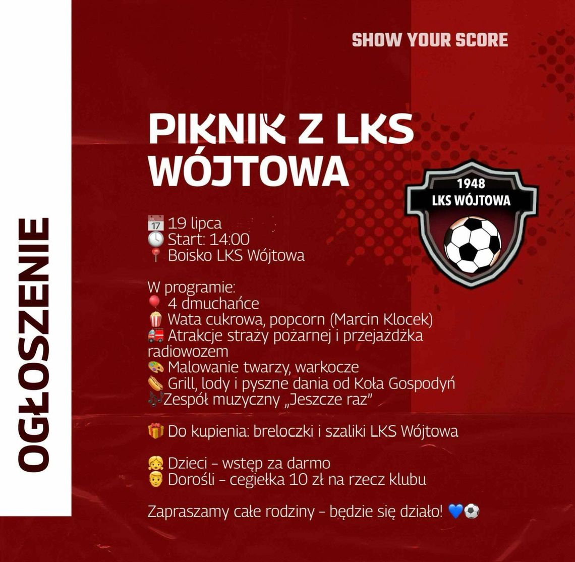 Piknik z LKS Wójtowa | halogorlice.info Plakat promujący Piknik z LKS Wójtowa