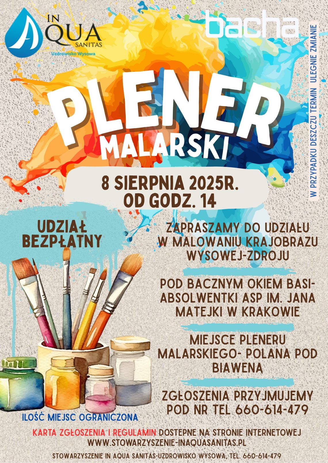 Plener malarski pod okiem Basi Bachty | halogorlice.info Plakat zapowiadający wydarzenie Plener malarski pod okiem Basi Bachty