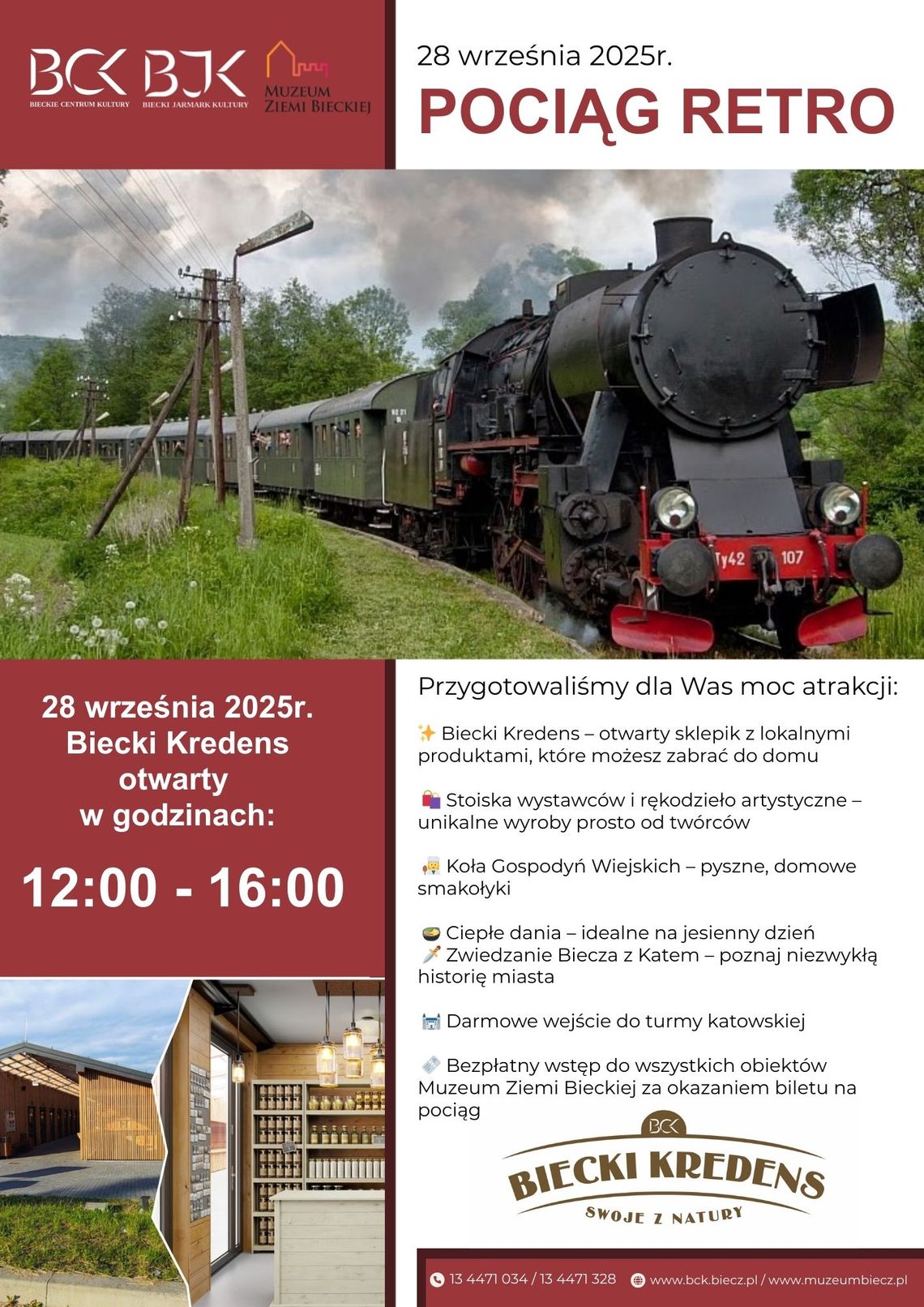 Plakat zapowiadający wydarzenie Pociąg retro w Bieczu