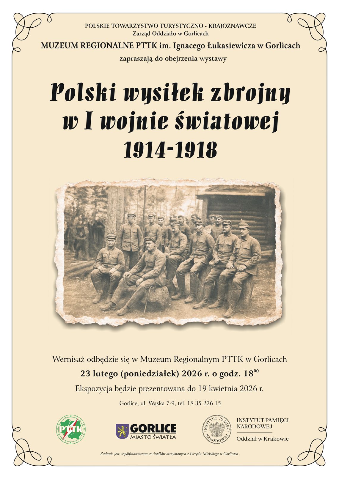 Plakat zapowiadający wydarzenie - Polski wysiłek zbrojny w I wojnie światowej 1914–1918
