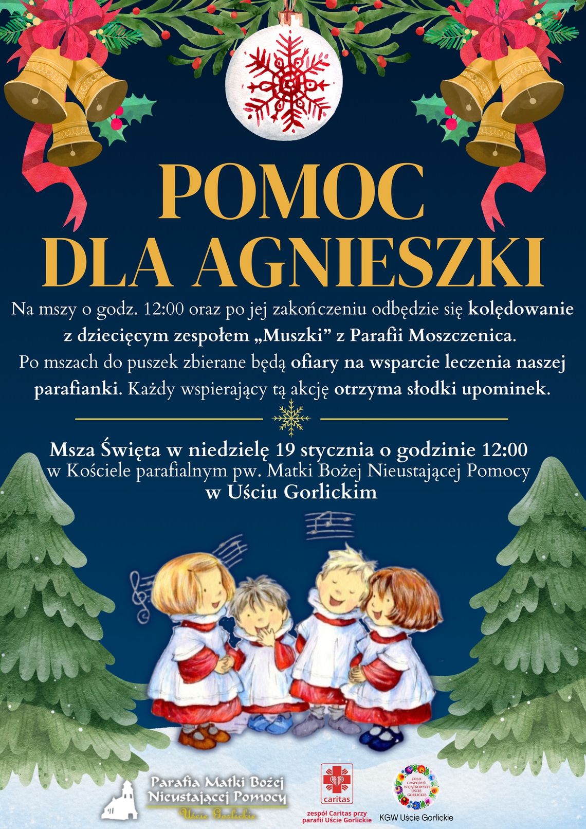 Pomoc dla Agnieszki – Kolędowanie z dziecięcym zespołem „Muszki” | zapowiedzi imprez – halogorlice.info