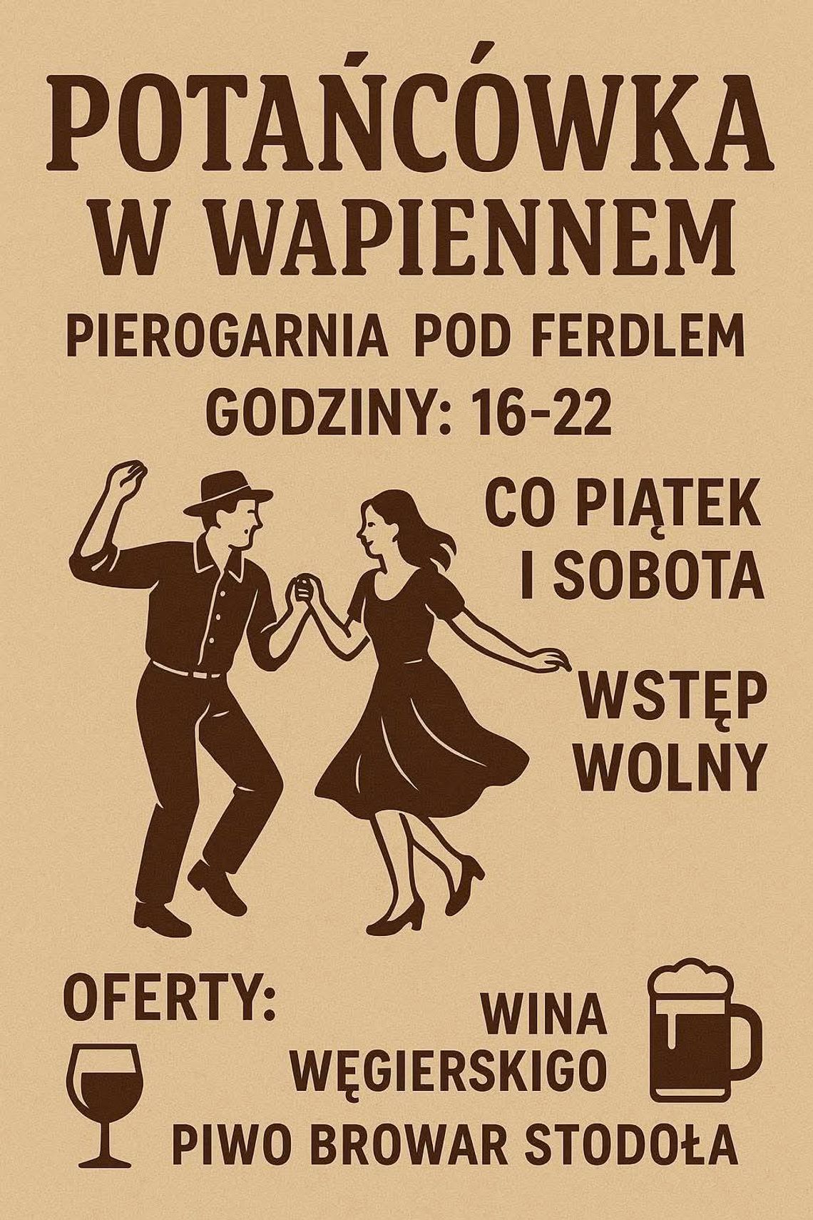Plakat zapowiadający Potańcówkę w Wapiennem