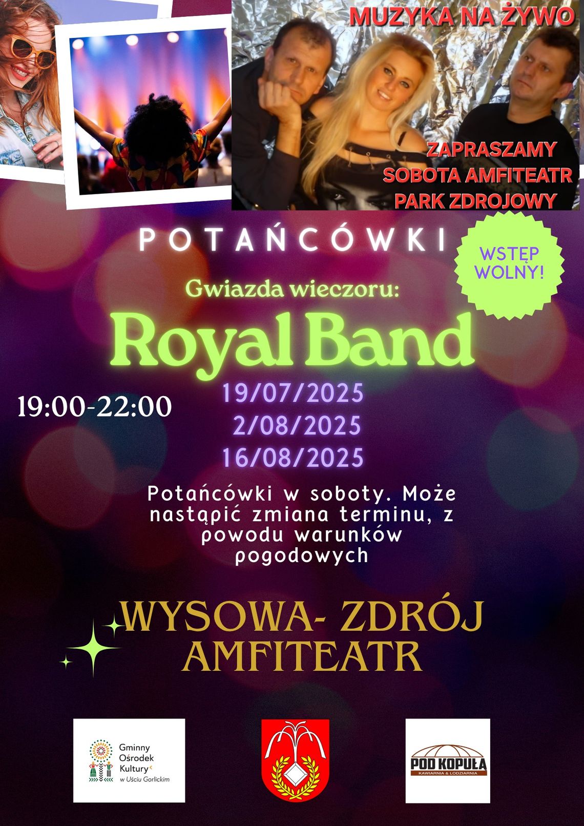 Zdjęcie przedstawia plakat promujący wydarzenie Potańcówka we Wysowej-Zdroju