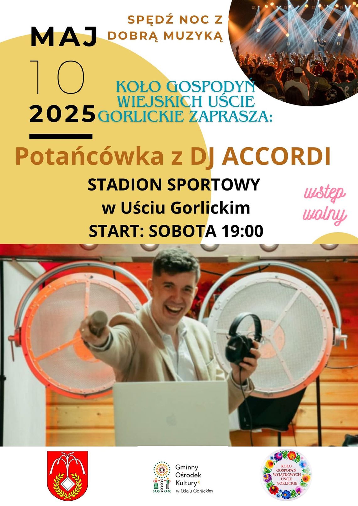 Potańcówka z DJ Accordi | halogorlice.info Plakat promujący potańcówkę z dj-em