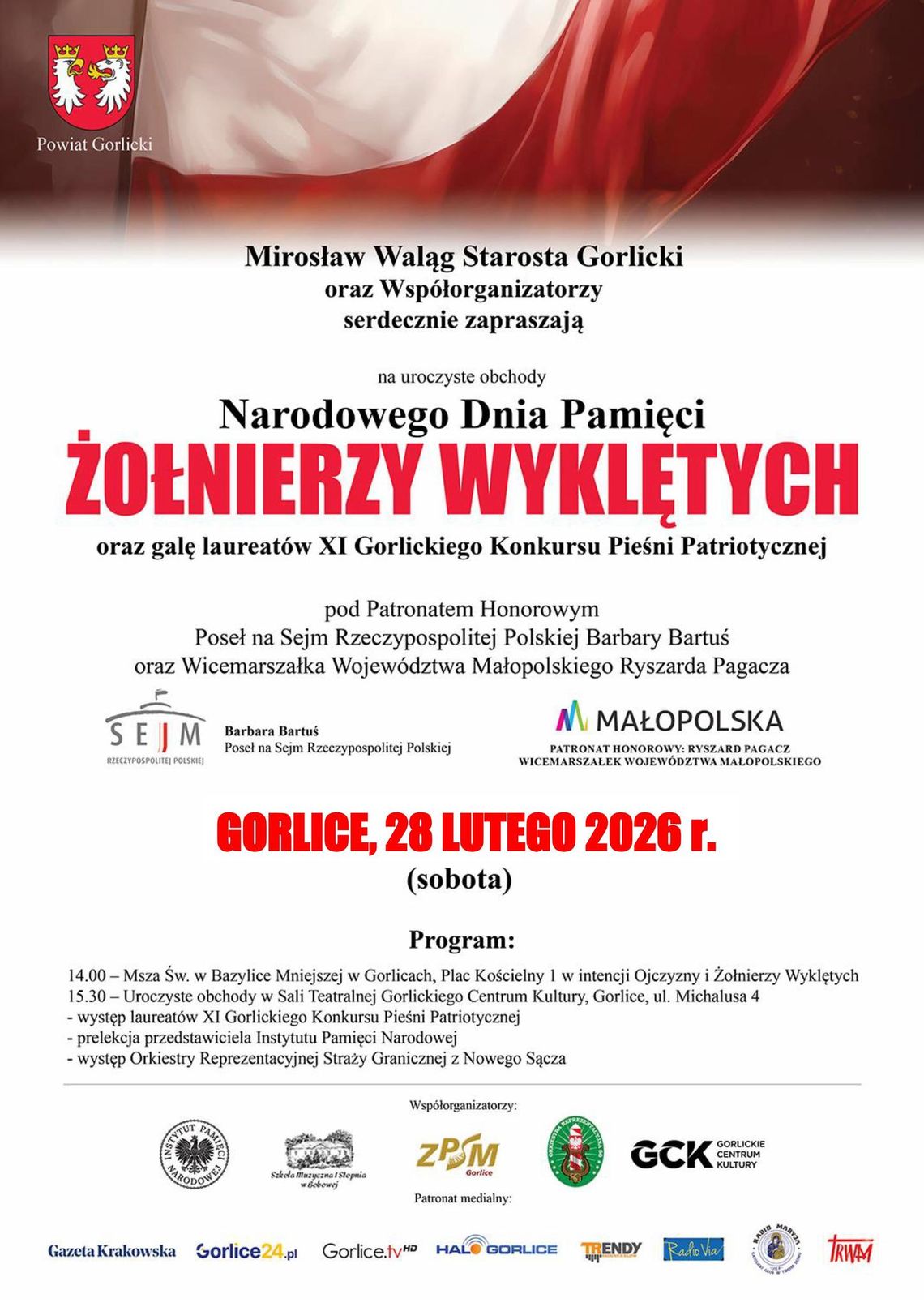 Powiatowe obchody Narodowego Dnia Pamięci Żołnierzy Wyklętych | zapowiedzi wydarzeń - halogorlice.info plakat zapowiadający wydarzenie - Powiatowe obchody Narodowego Dnia Pamięci Żołnierzy Wyklętych.