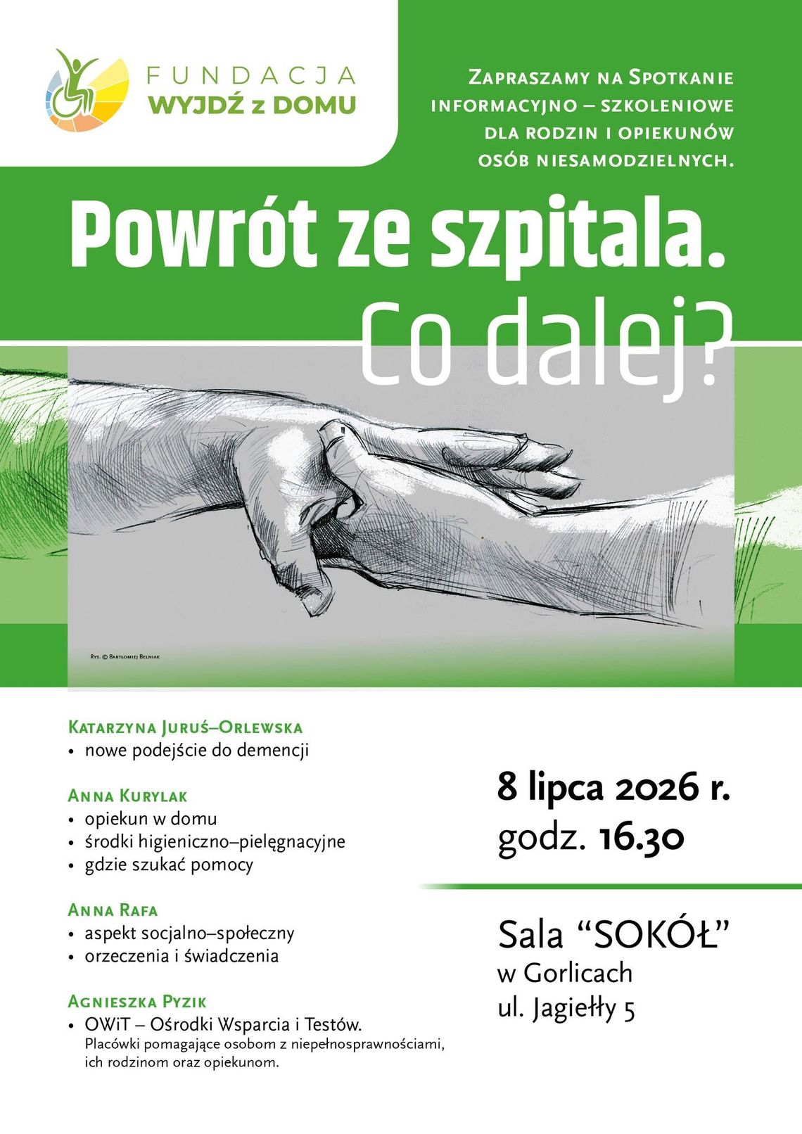 zdjęcie przedstawia plakat promujący wydarzenie - Powrót ze szpitala. Co dalej?