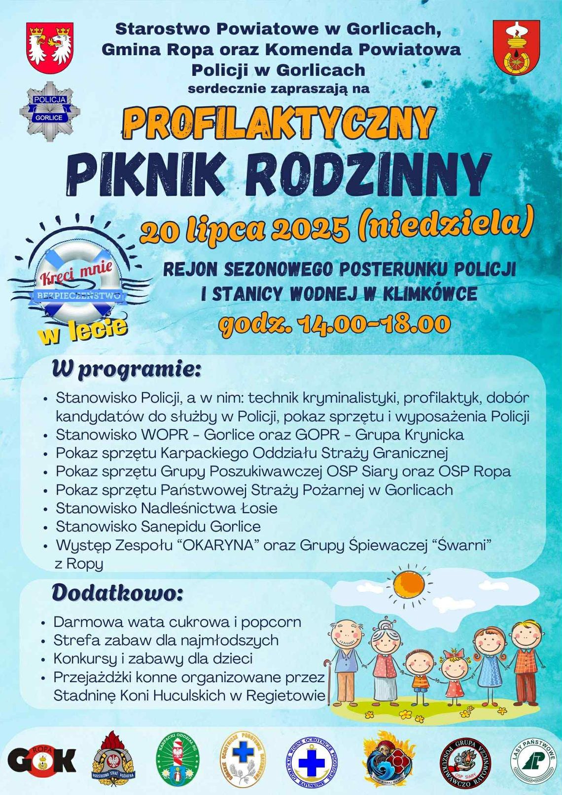 Profilaktyczny Piknik Rodzinny w Klimkówce | halogorlice.info Plakat promujący Profilaktyczny Piknik Rodzinny w Klimkówce