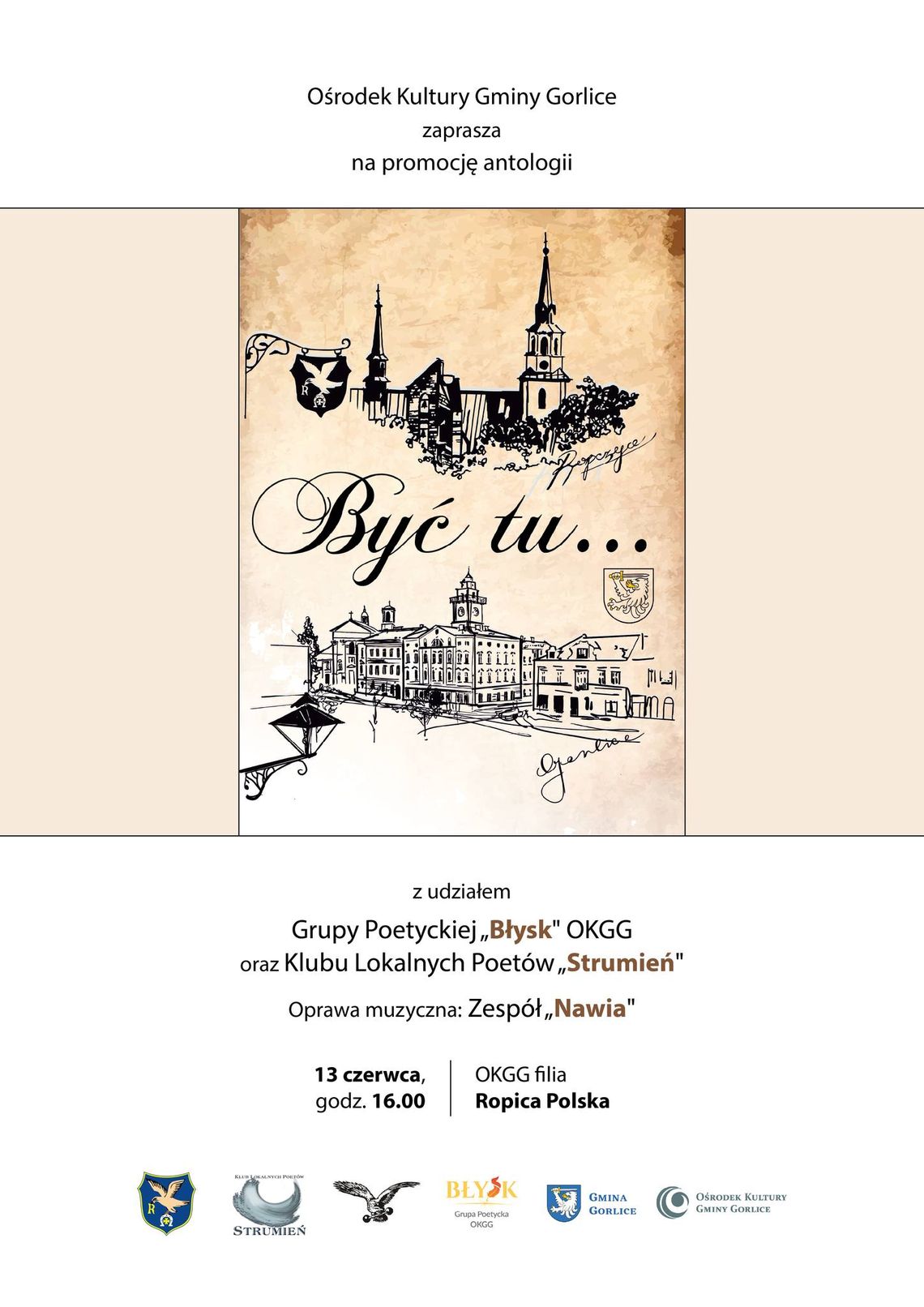 Promocja antologii „Być tu..." | halogorlice.info Plakat zapowiadający wydarzenie Promocja antologii „Być tu..."