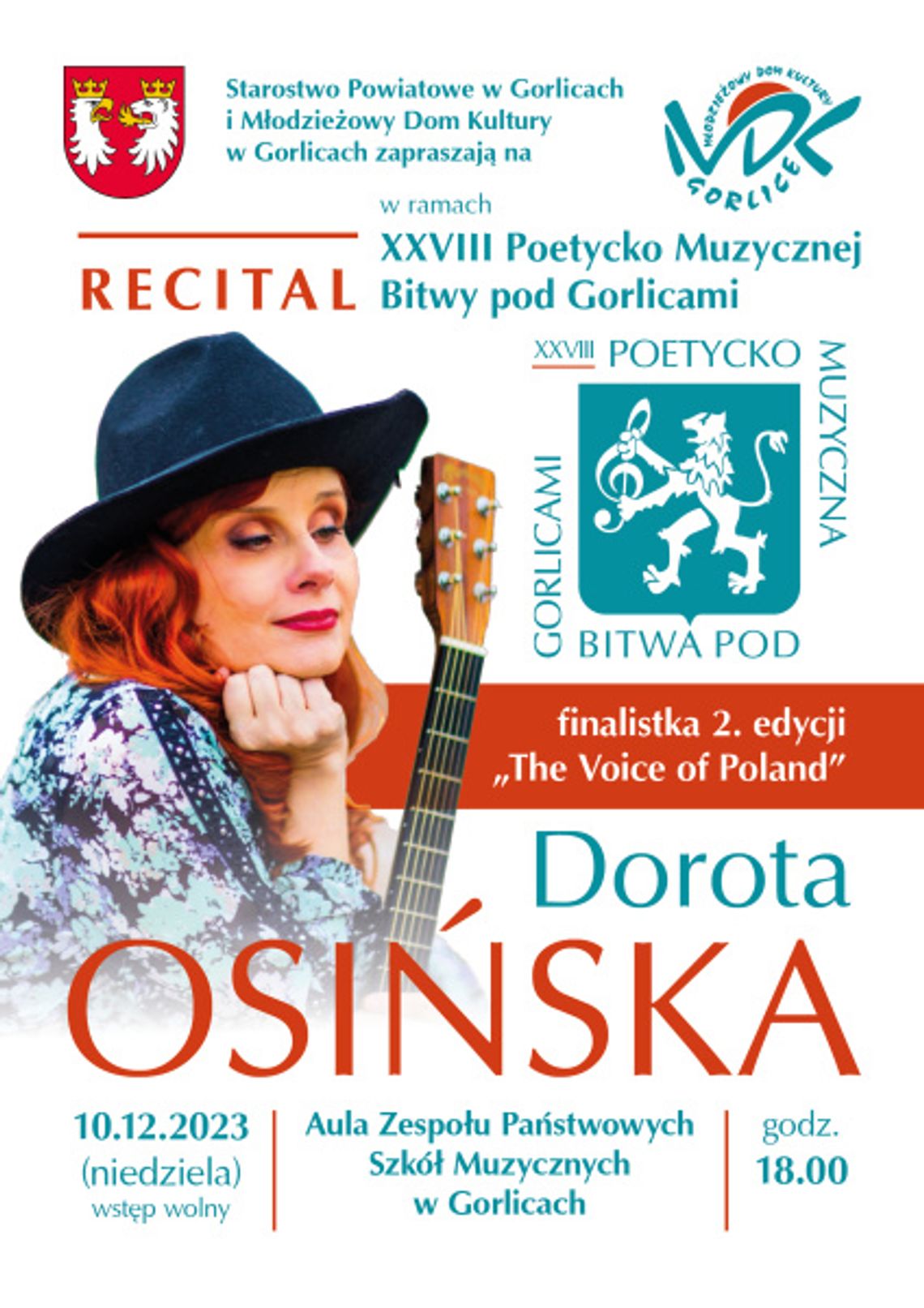 Recital Doroty Osińskiej w ramach Poetycko Muzycznej Bitwy pod Gorlicami | halogorlice.info