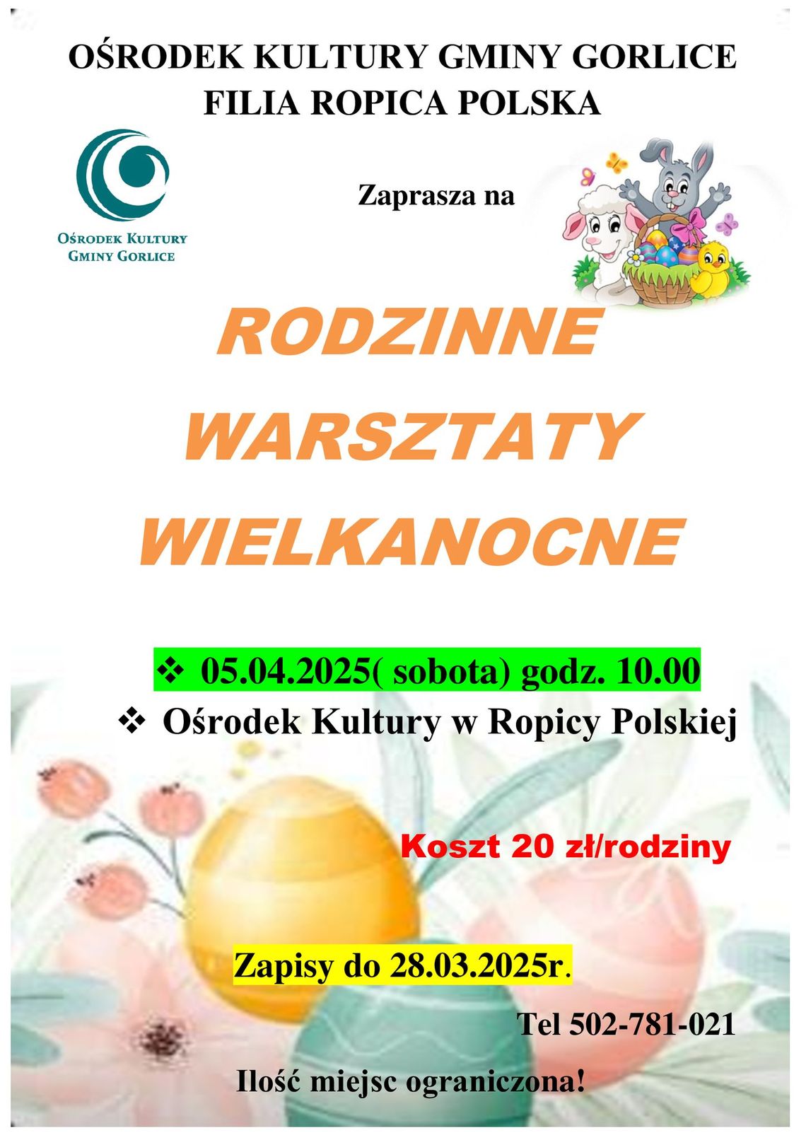 plakat rodzinne warsztaty wielkanocne