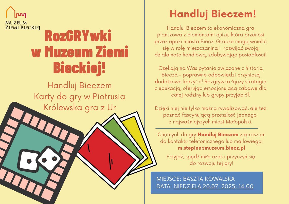 RozGRYwki w Muzeum Ziemi Bieckiej | halogorlice.info Plakat zapowiadający RozGRYwki w Muzeum Ziemi Bieckiej