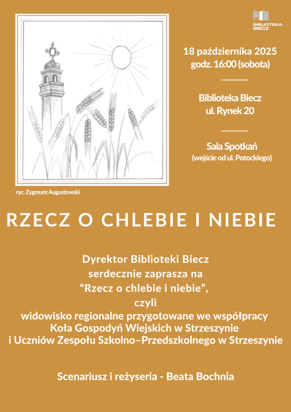 Plakat zapowiadający wydarzenie - Rzecz o chlebie i niebie