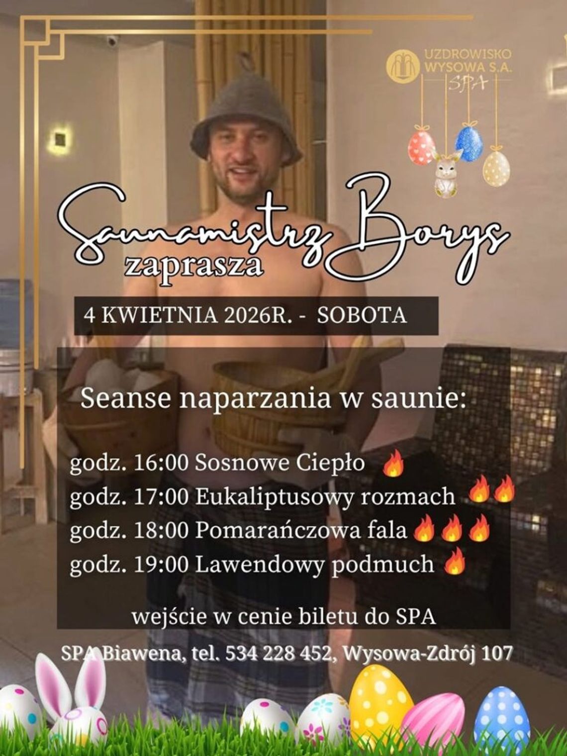 plakat zapowiadający wydarzenie - Seanse naparzania w saunie