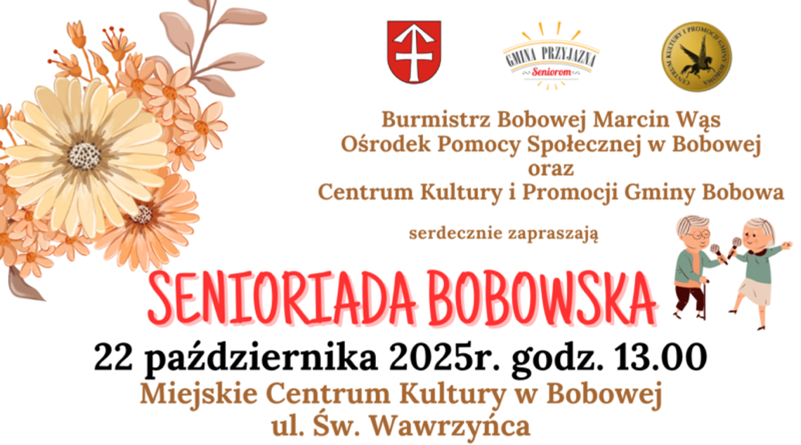 Plakat zapowiadający wydarzenie "Senioriada Bobowska"