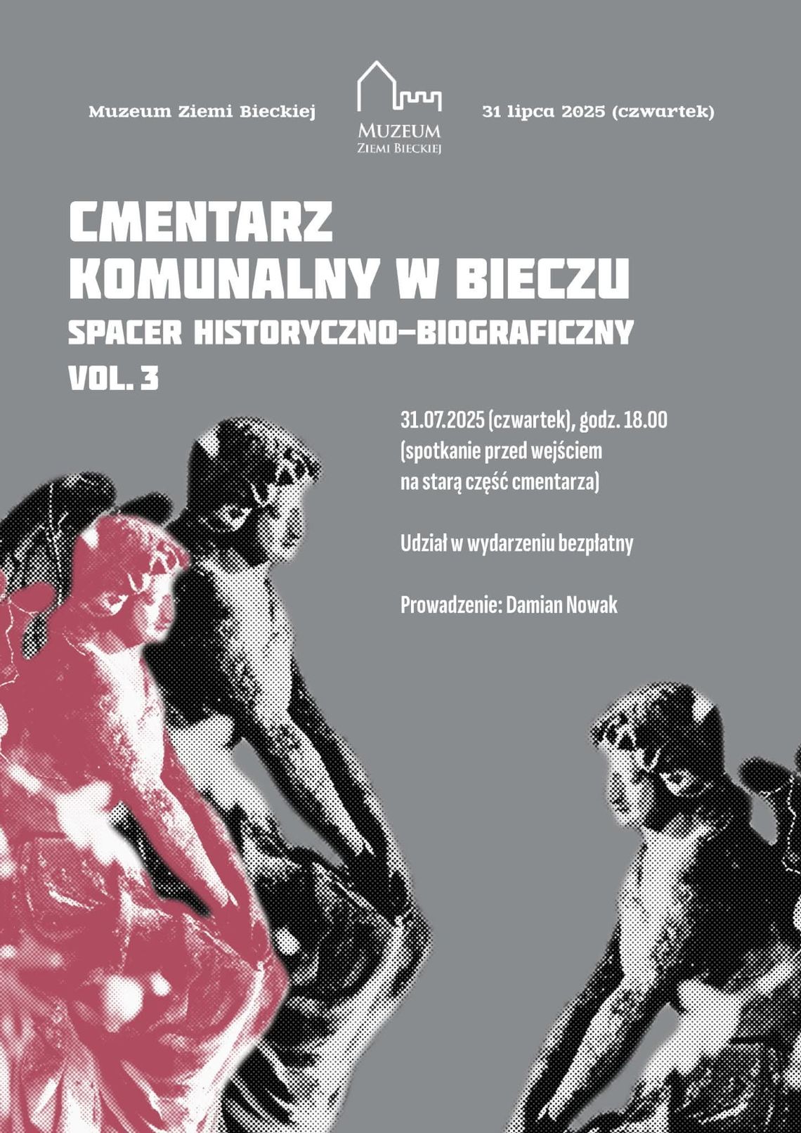 Zdjęcie przedstawia plakat promujący wydarzenie Spacer historyczno-biograficzny w Bieczu